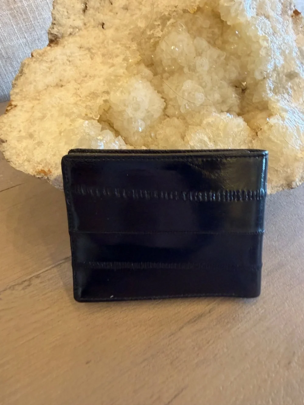 Vintage Lee Sands Men's Black Genuine Exotic Fine Eel Skin Wallet Made in Korea